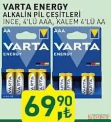 VARTA ENERGY ALKALİN PİL ÇEŞİTLERİ 4'LÜ fiyat ve kampanya bilgisi